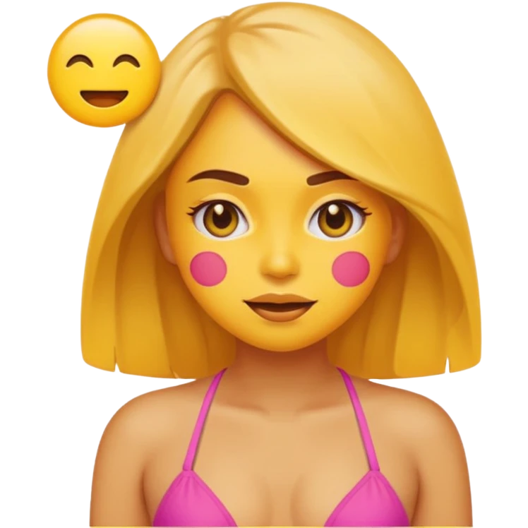 girl classic emoji style yellow face simple features hot overheated expression wearing bikini merging vibes of 🥵 and 👙 emojis emoji