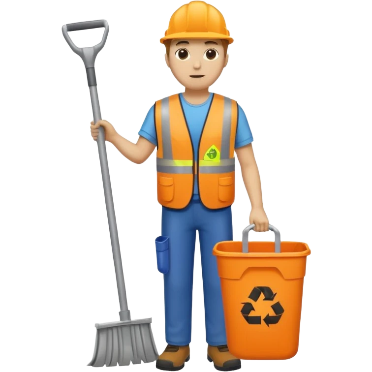waste-management, safety vest, trash picker, cleaning up trash, full body emoji