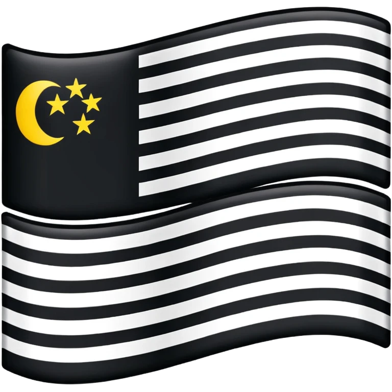 Two colored flag, white on top and black on bottom. Right in the middle. emoji