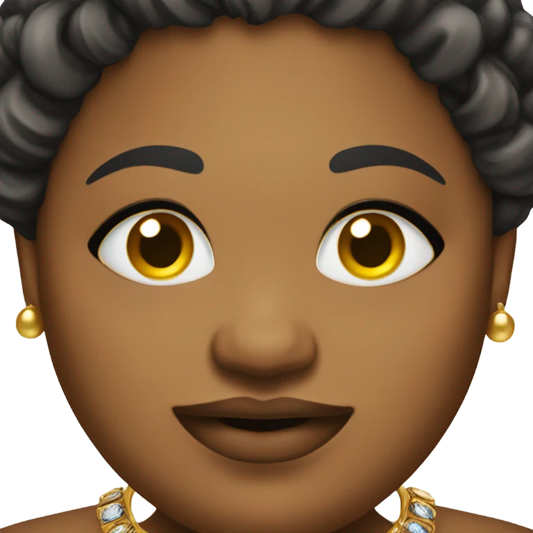 smiling overweight medium toned black woman with jewelry indoors emoji