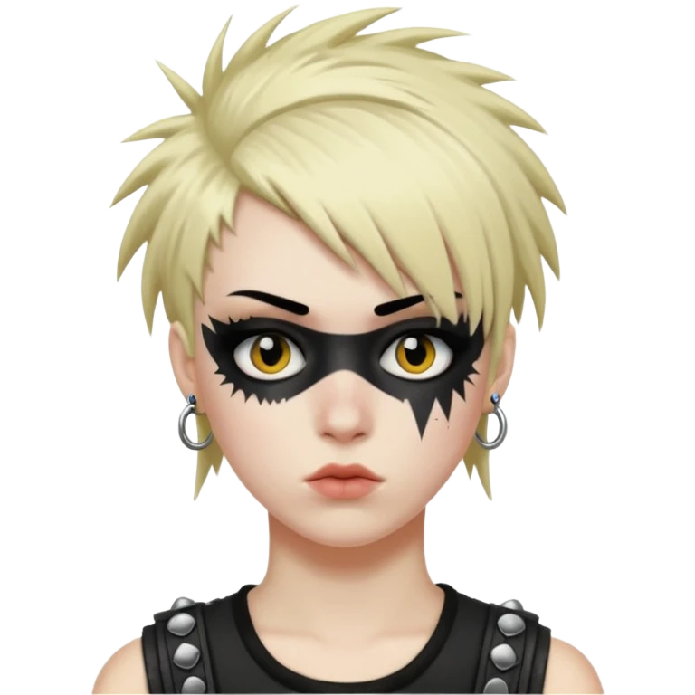 punk with side bangs over eye emoji