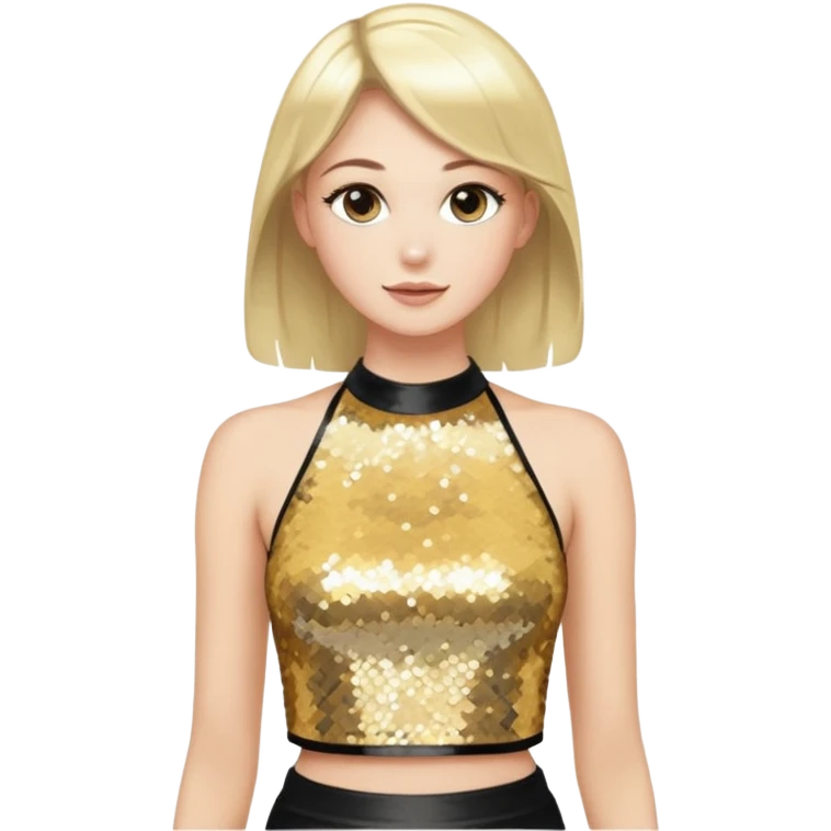 halter neck tank top cropped with gold and silver sequins emoji