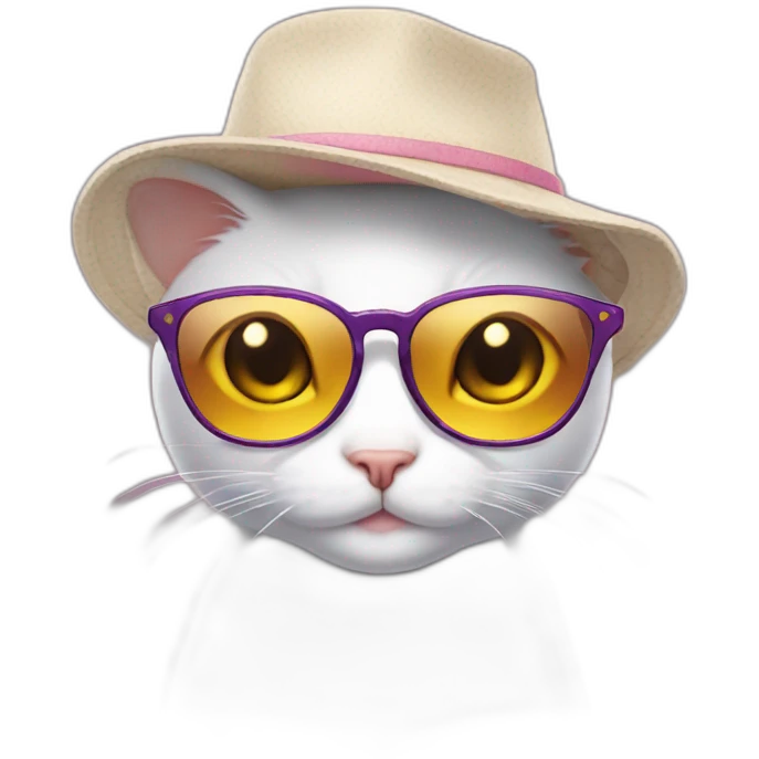 Petit chat avec une casquette et des lunettes  emoji