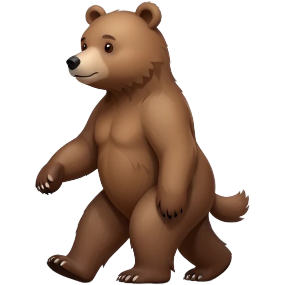 Minimalist brown bear walking on four paws, realistic features, simple design emoji