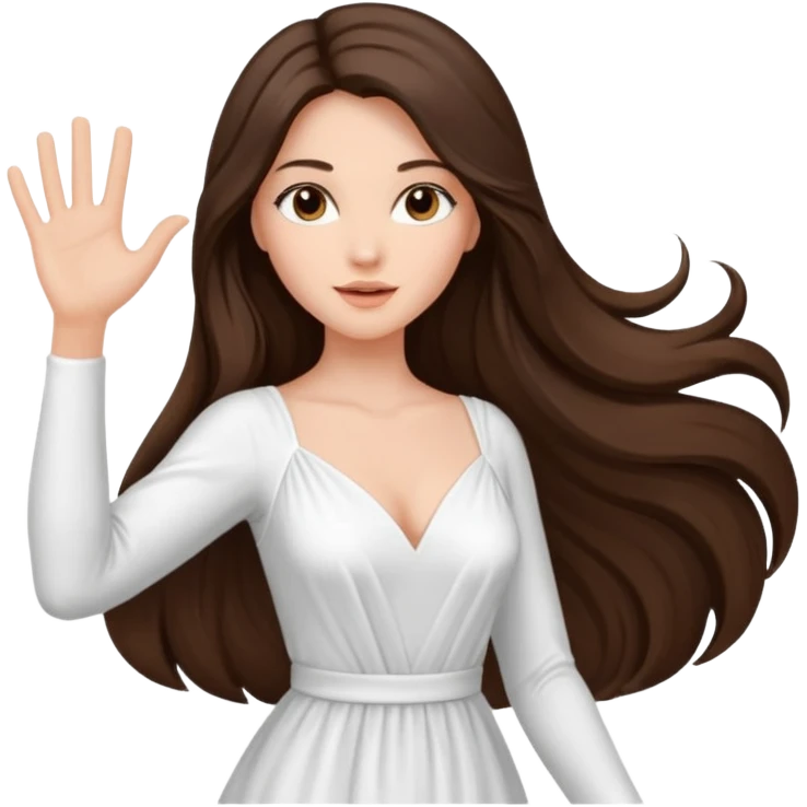 Beautiful brunette lady sexy with raised hand long hair emoji