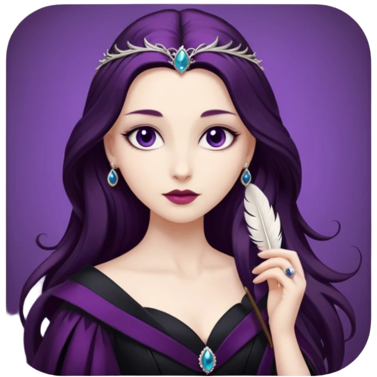 feather brooch + plum black gown,Shadow Princesses. emoji