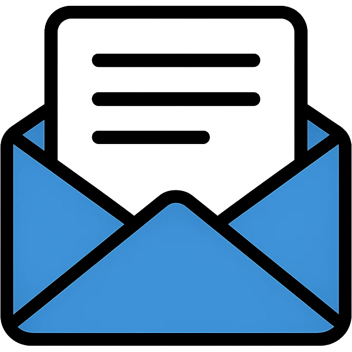 blue envelope with a white page sticking out, icon style emoji