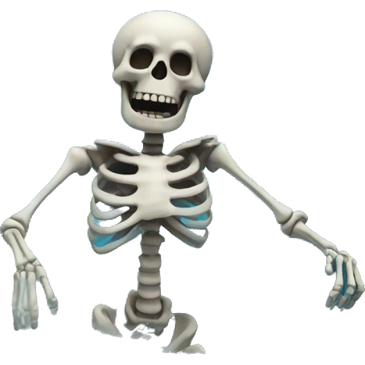 Skeleton in a hurricane emoji