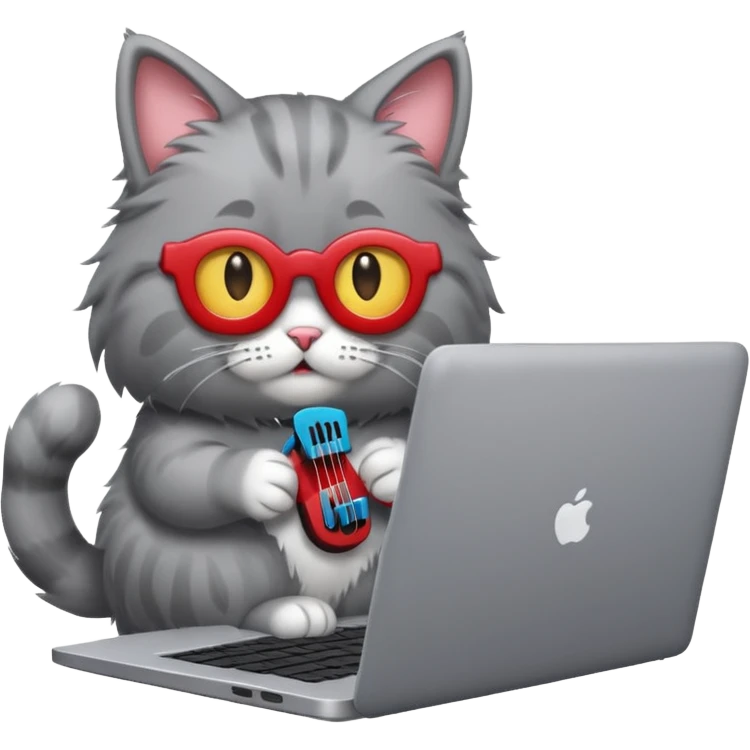 cat making music on his laptop view from the behind  emoji