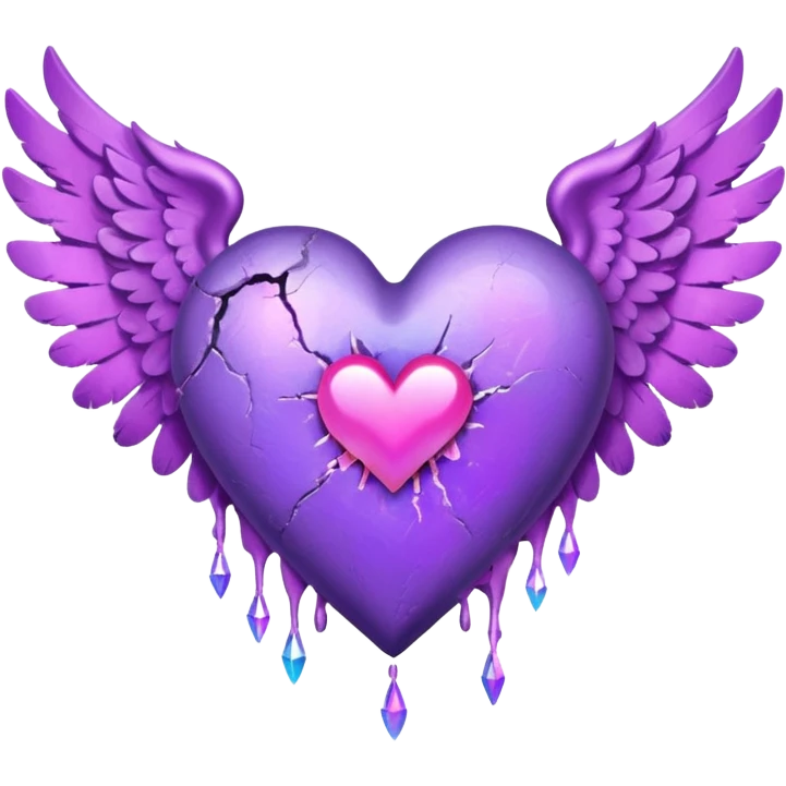 heart broken purple heart with pink angle wings emoji