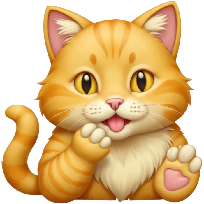 gato amarelo a lamber a pata emoji