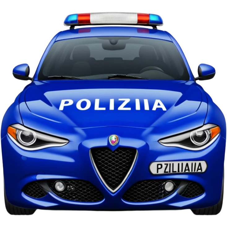 crea auto di servzio alfa romeo giulia tutta blu scuro quasi nero con la scritta sul lato polizia penitenziaria  emoji