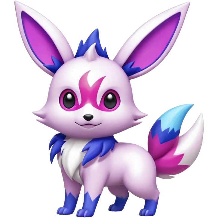 Shiny White with Violet and Indigo and pink markings Eevee-Zangoose-Pokémon-Digimon-Fakémon-fusion-hybrid-creature emoji