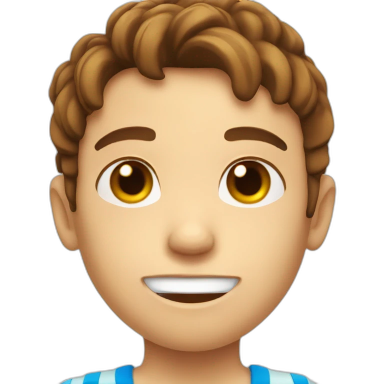 Boy with brown hair hurt his head in the swimming pool because of sunscreen emoji