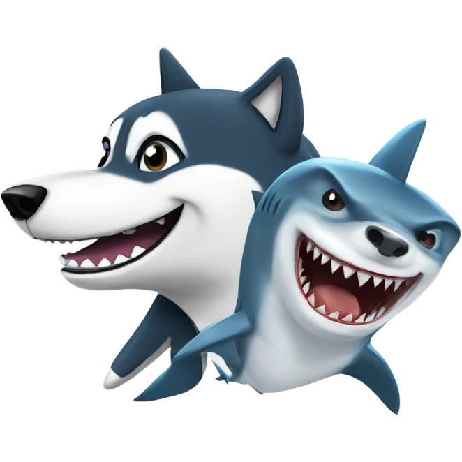 Husky and a shark emoji