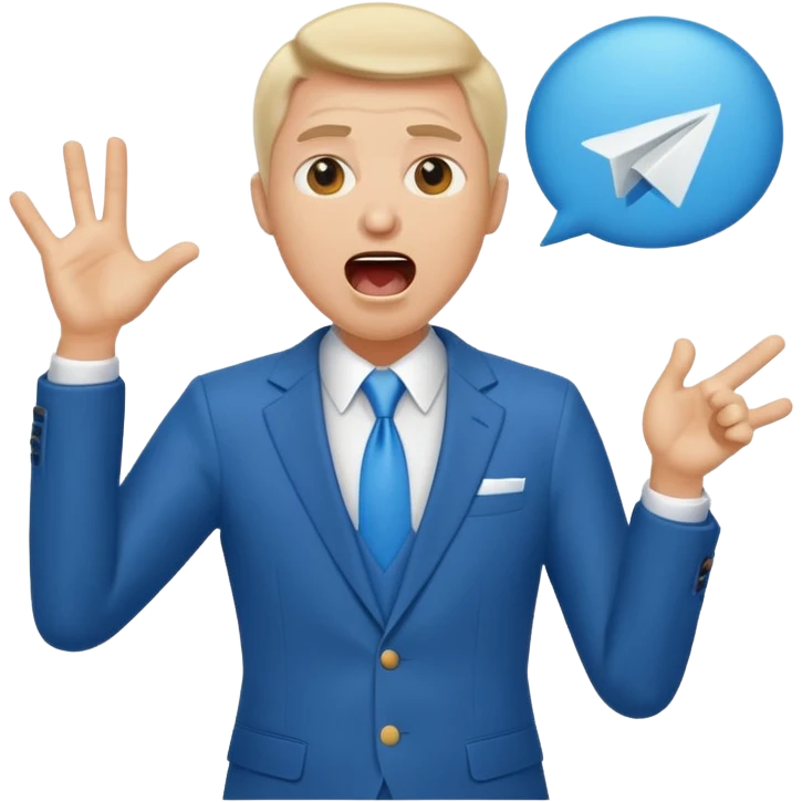 A blue Telegram emoji style of trump shouting emoji