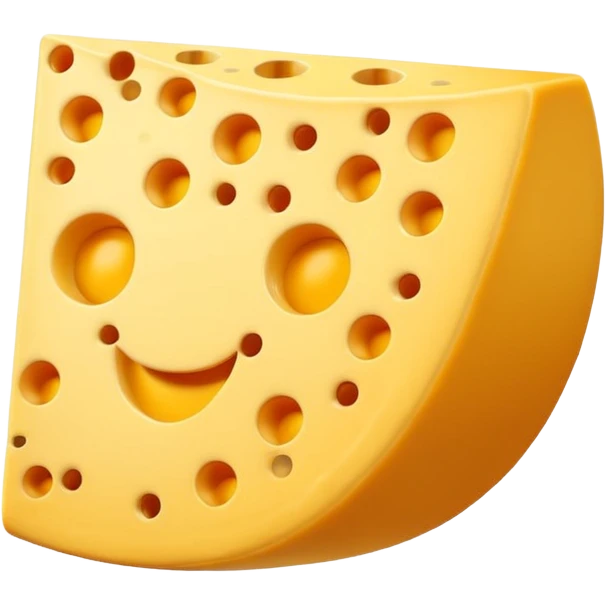 A 3D cartoon cheese wedge with holes, bright yellow tone, Memoji-style. emoji