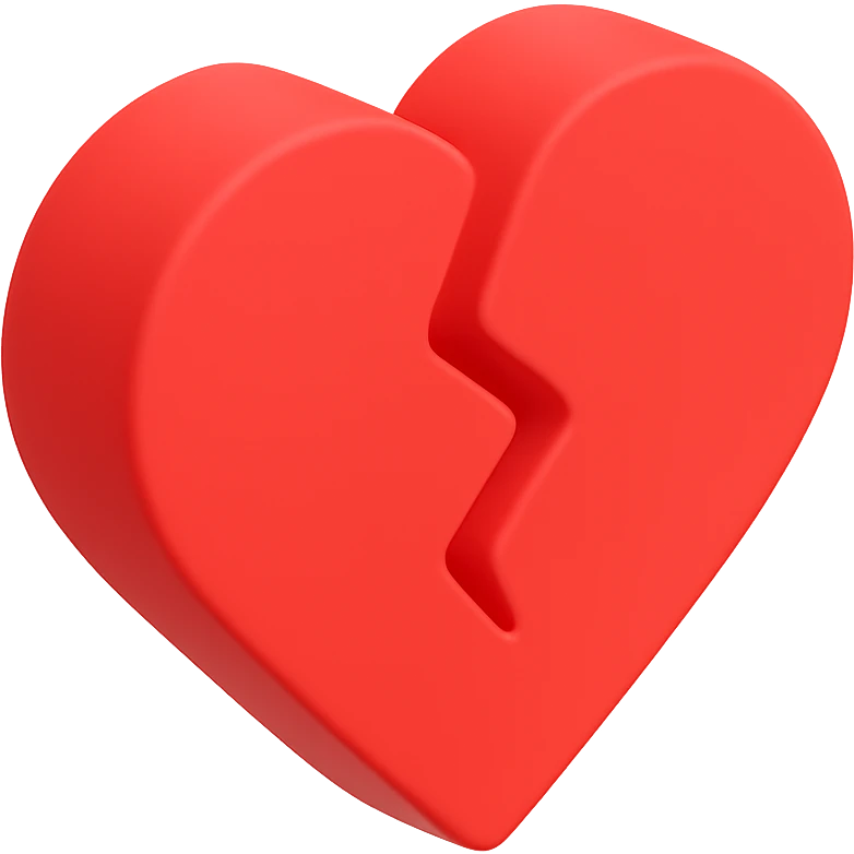 simple red heart broken in half, no ice or extra effects, Discord role icon emoji