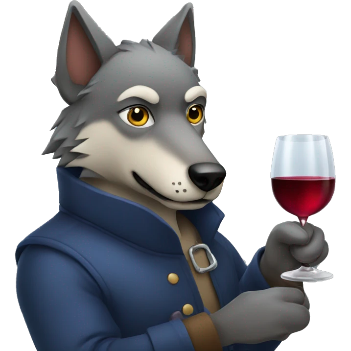 Alpha wolf holding a glass of wine emoji