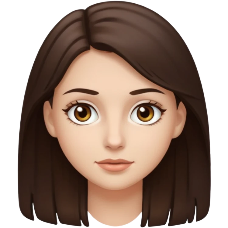 A white girl with light hazel eyes and dark ash brown hair  emoji