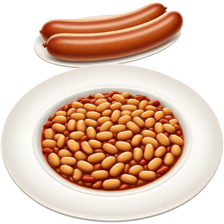 Sausage with baked beans on a plate emoji