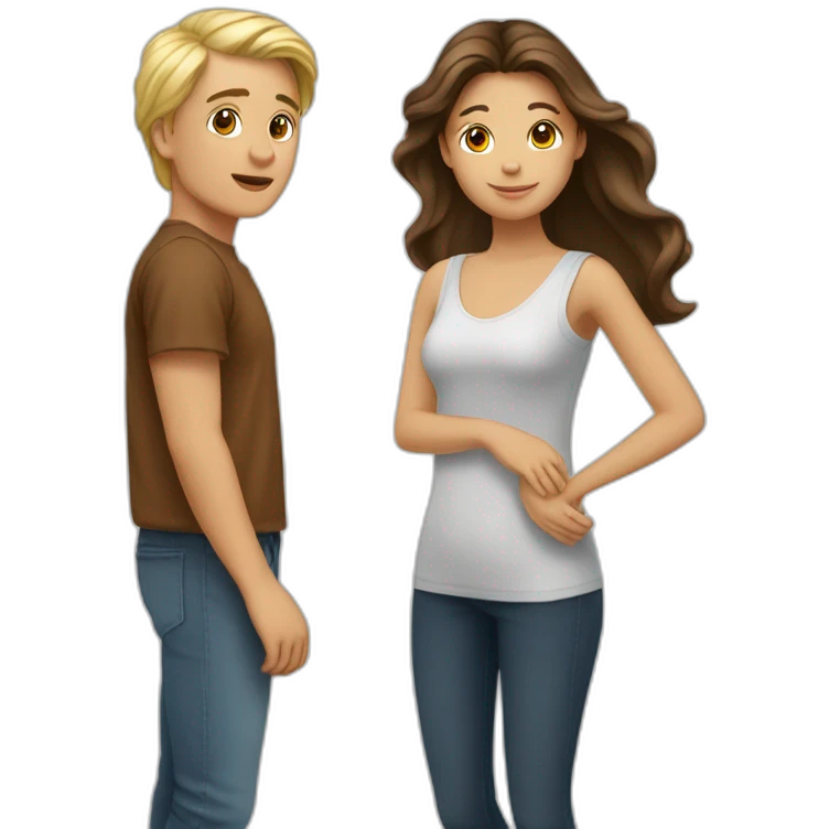 couple femme femme + une fille brune et un garcon blond emoji