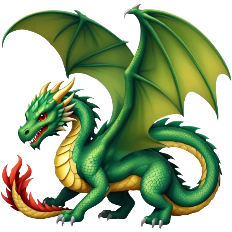 A fierce mythical dragon with scales and wings emoji