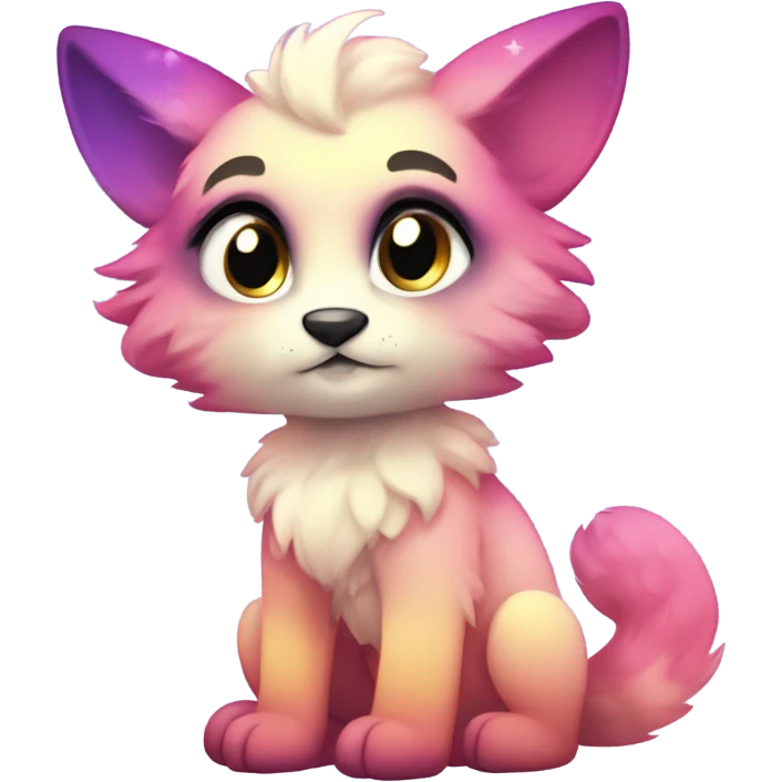 Adorable innocent cute gradient-Sparkle-nebula-fursona furry, full body emoji