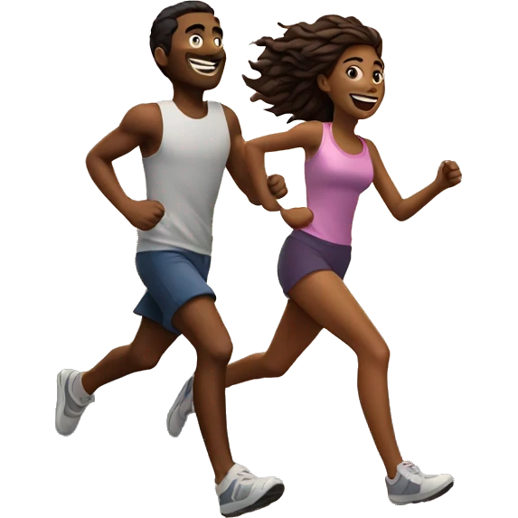 Guy and girl running to sunset  emoji