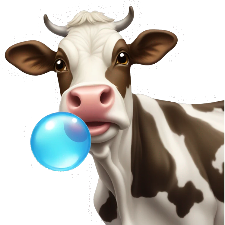 Cow blowing bubble emoji
