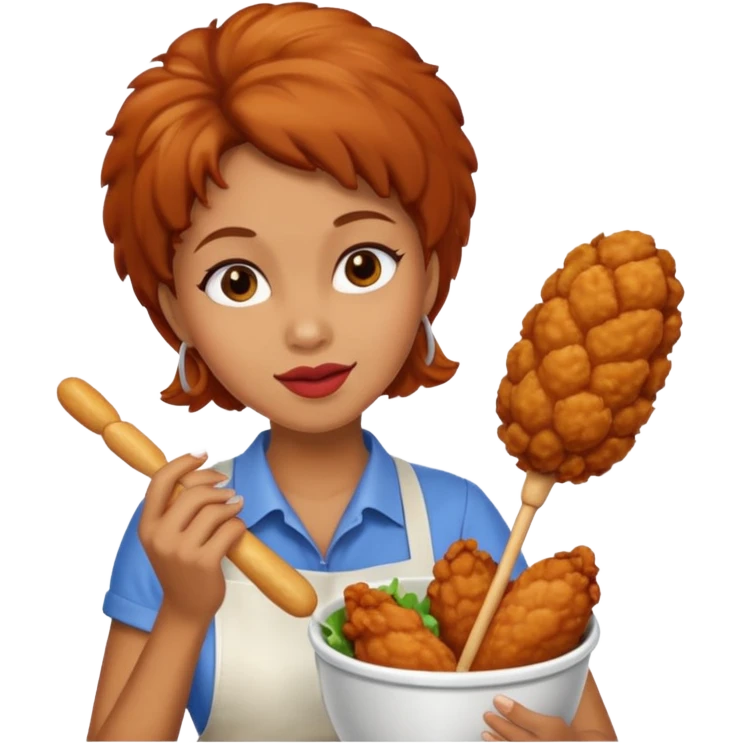 woman eating chicken emoji
