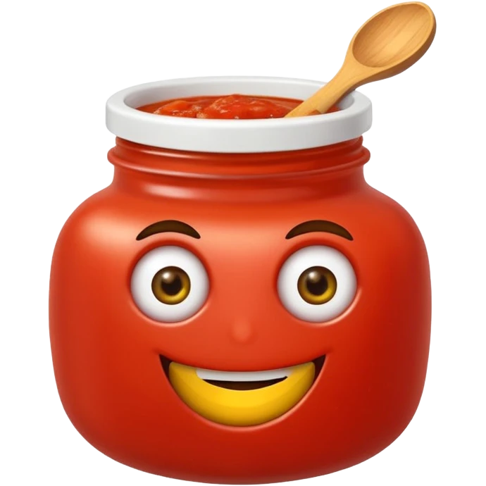 Un tarro de salsa de tomate y un tarro de salsa de mostaza al uno al lado del otro, los dos tarros con ojos emoji