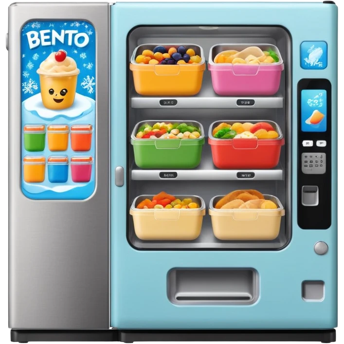 vending machine with frozen bento meals inside emoji