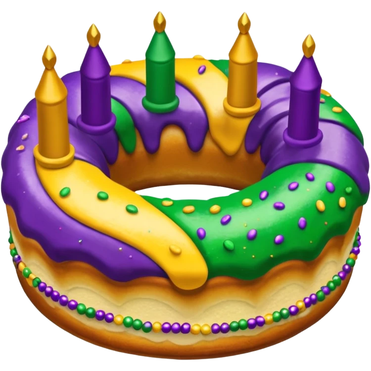 Mardi Gras purple, green and gold kingcake emoji