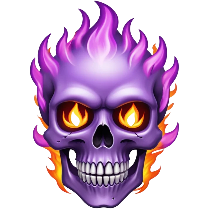 Skull on fire purple flames emoji