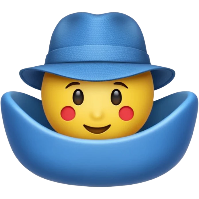 Панама синего цвета, панама в минималистичном стиле emoji. Материал панамы: джинса. У панамы есть черные шнурки. emoji
