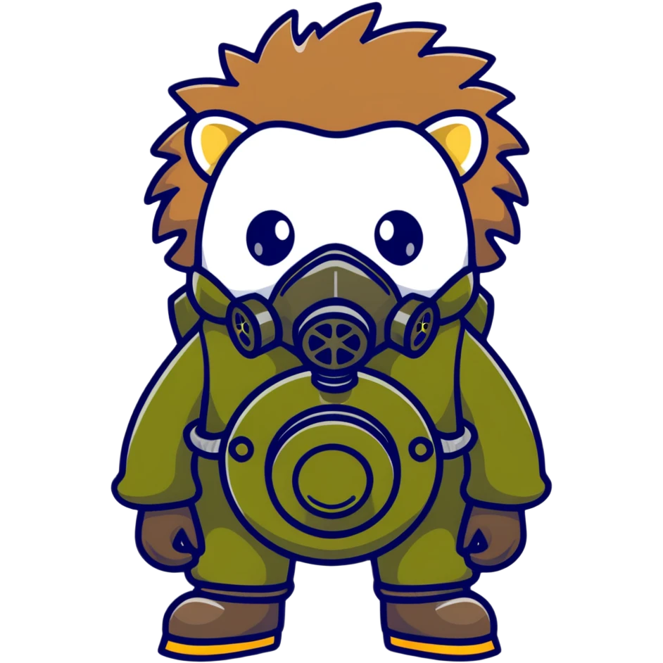 hedgehog wearing a gas mask emoji