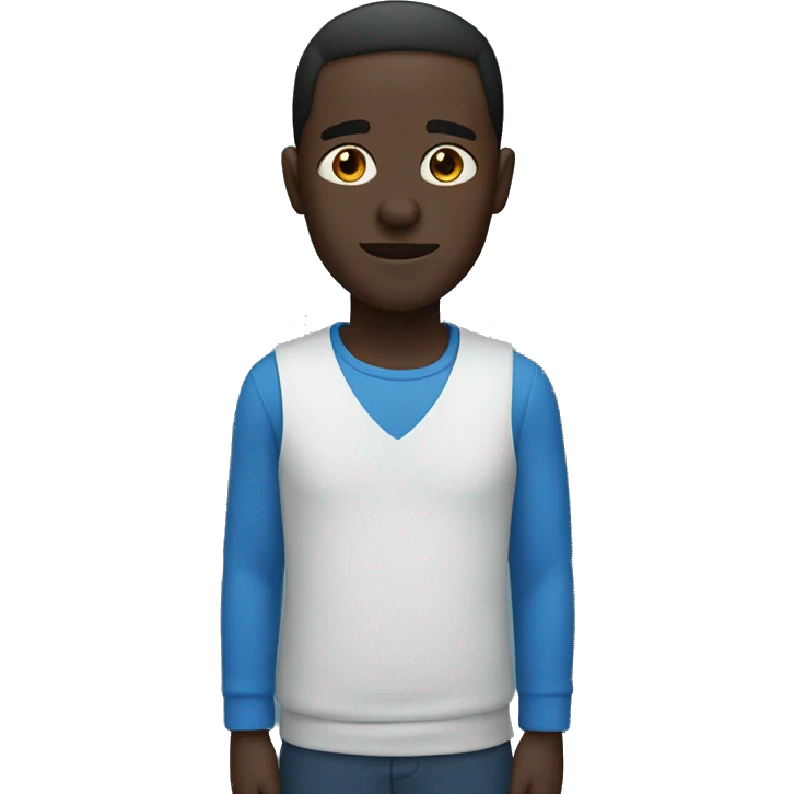 Dark skinned man with blue on emoji