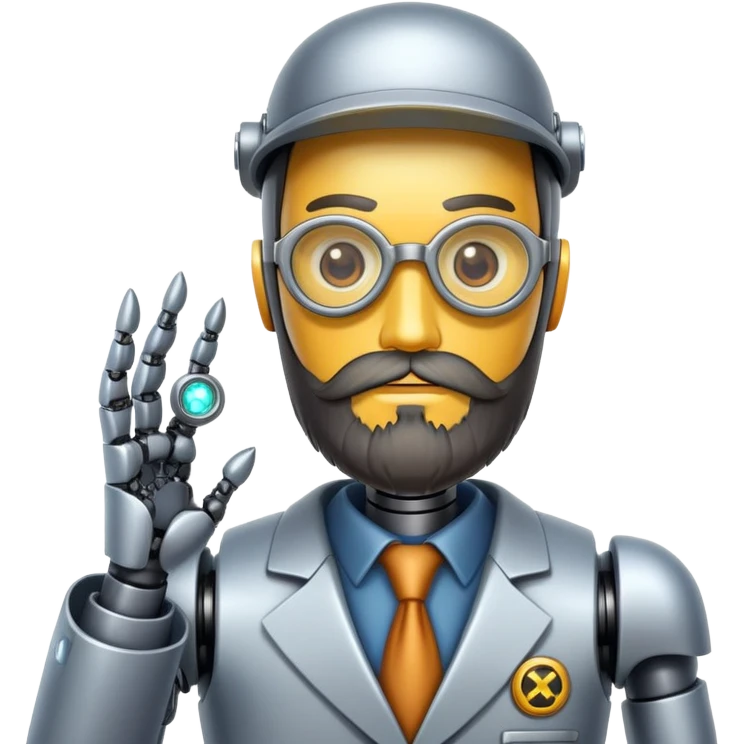 A robot detective with a beard is a nuclear physicist. emoji