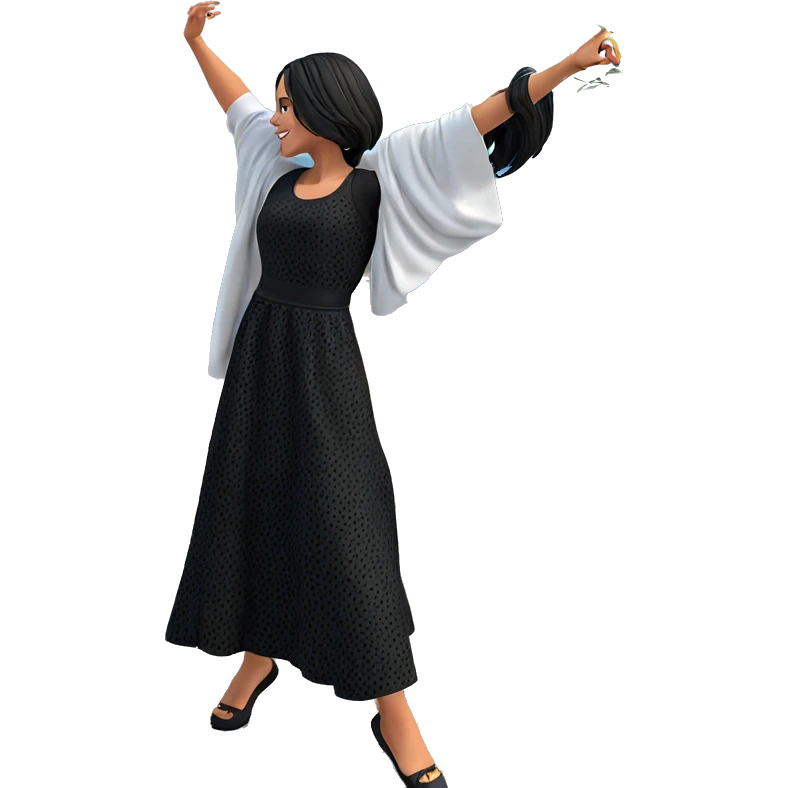dancing girl in black dress emoji