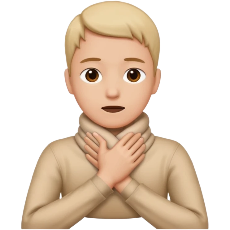 Person grabbing thier neck with their hands crossing them wrapping them around thier neck  emoji