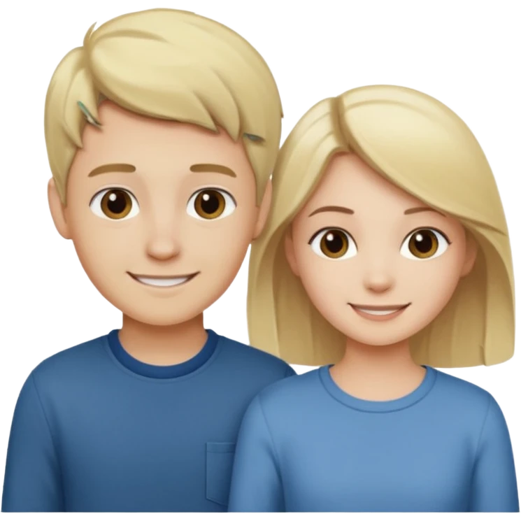 blonde boy smiling with pale brunette girl emoji