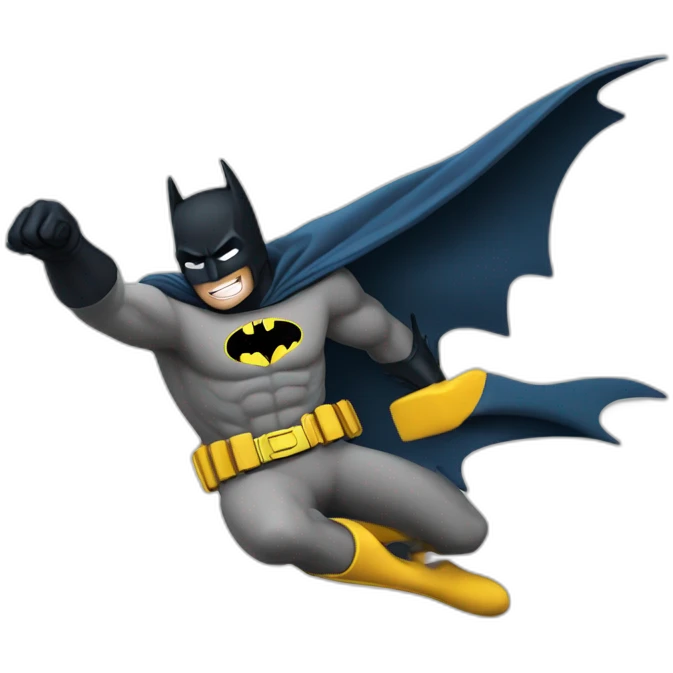 batman diving to the ground, cape flying upward, sword in his hand swinging down emoji