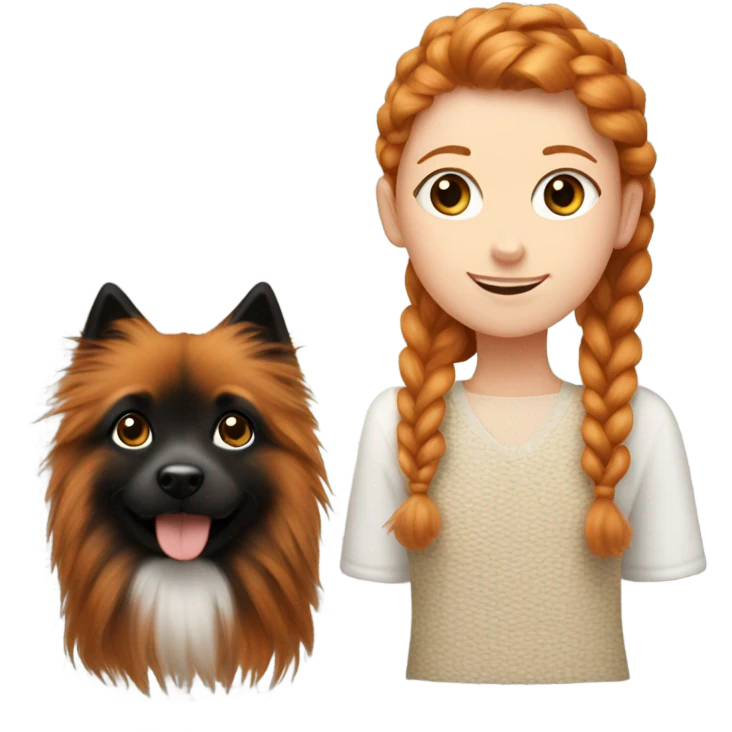 Ginger girl with braided hair and black spitz emoji