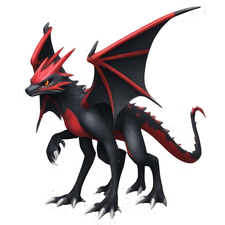 cool edgy black and red Dark-type nargacuga Pokémon full body emoji