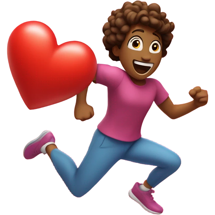 Design an emoji of a person running with a big heart beating strong. Capture the joy of cardio exercise emoji