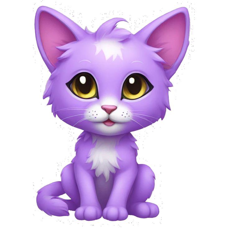 Kawaii colorful bright lilac-colored fantasy ethereal anthro feline fursona animal creature emoji