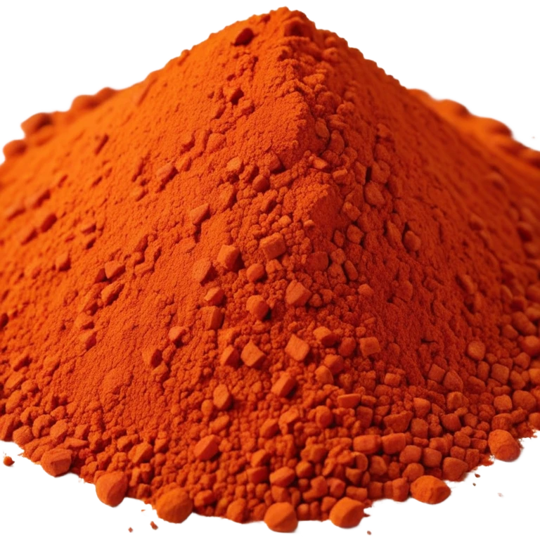 mound of paprika powder, vibrant red-orange, fine and dry, uneven surface, scattered specks, matte look, clean style, no faces or extra elements emoji