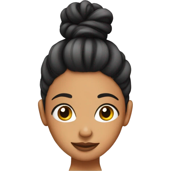 Girl in a bun with strands of hair on a laptop emoji