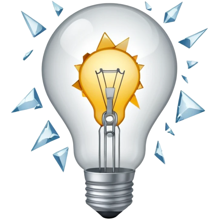 A light bulb broken in half is like a broken heart 💔 emoji